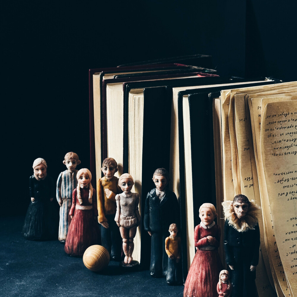 Characters by books from distance